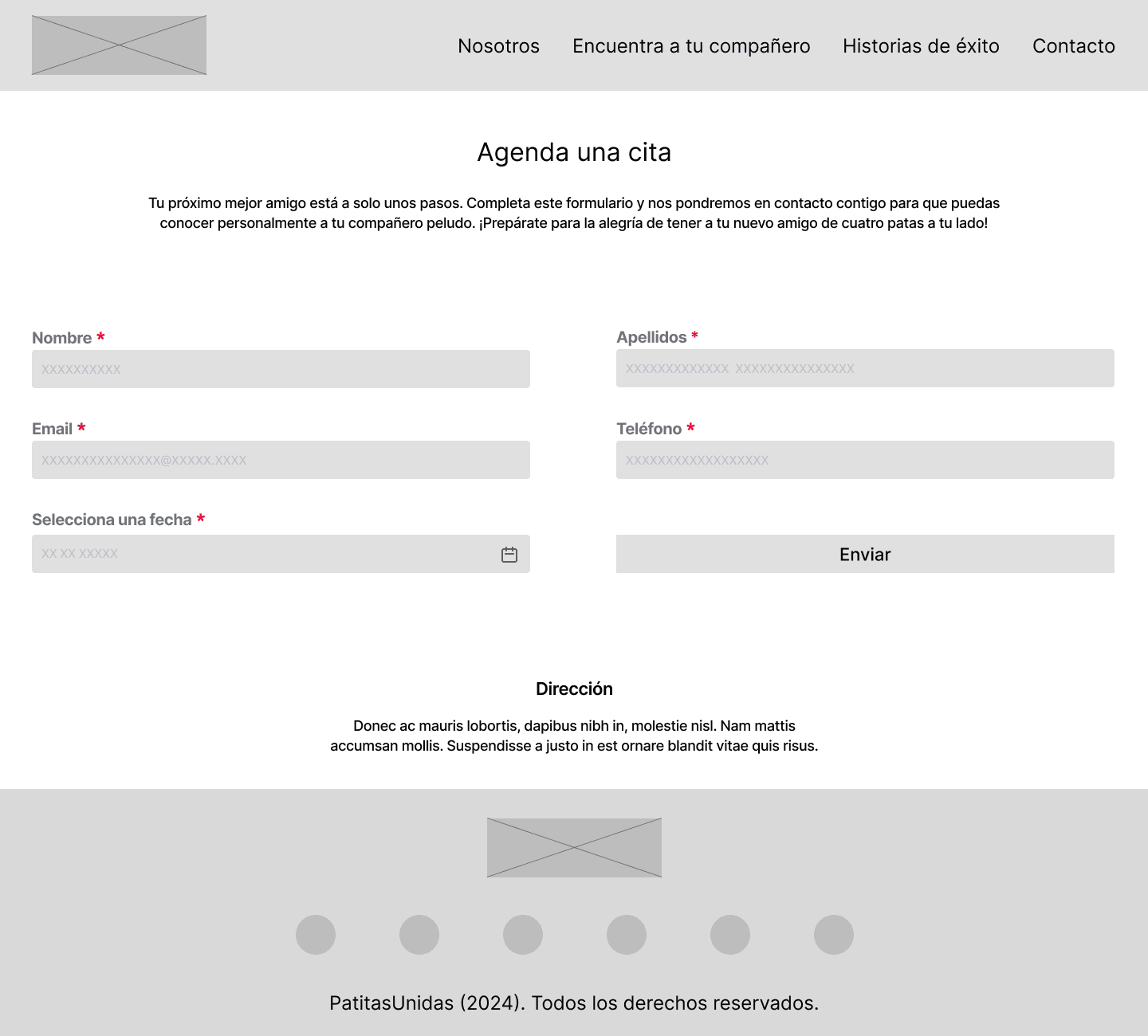 Cita Patitas Unidas Wireframe
